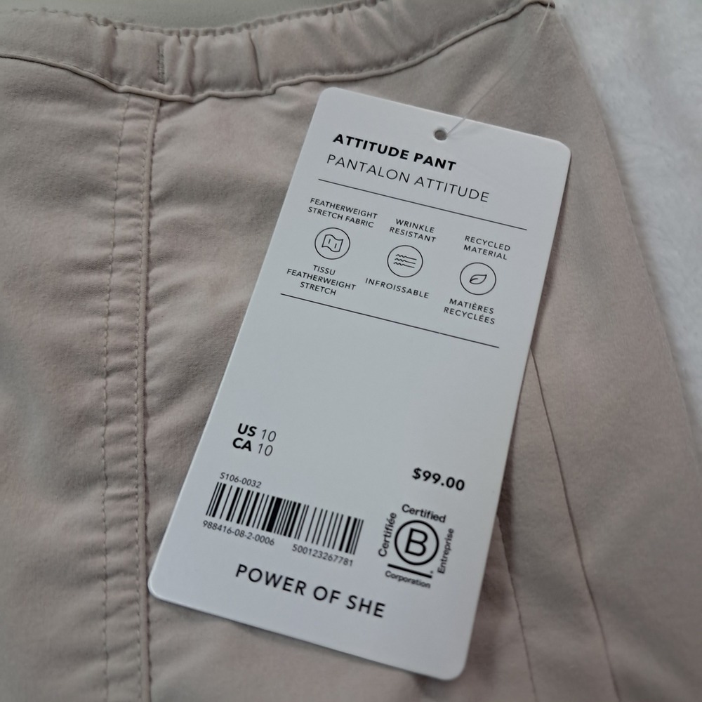 Athleta Pants Womens 10 Beige Attitude Pant‎ Ruched Featherweight Stretch Gym - Picture 3 of 13